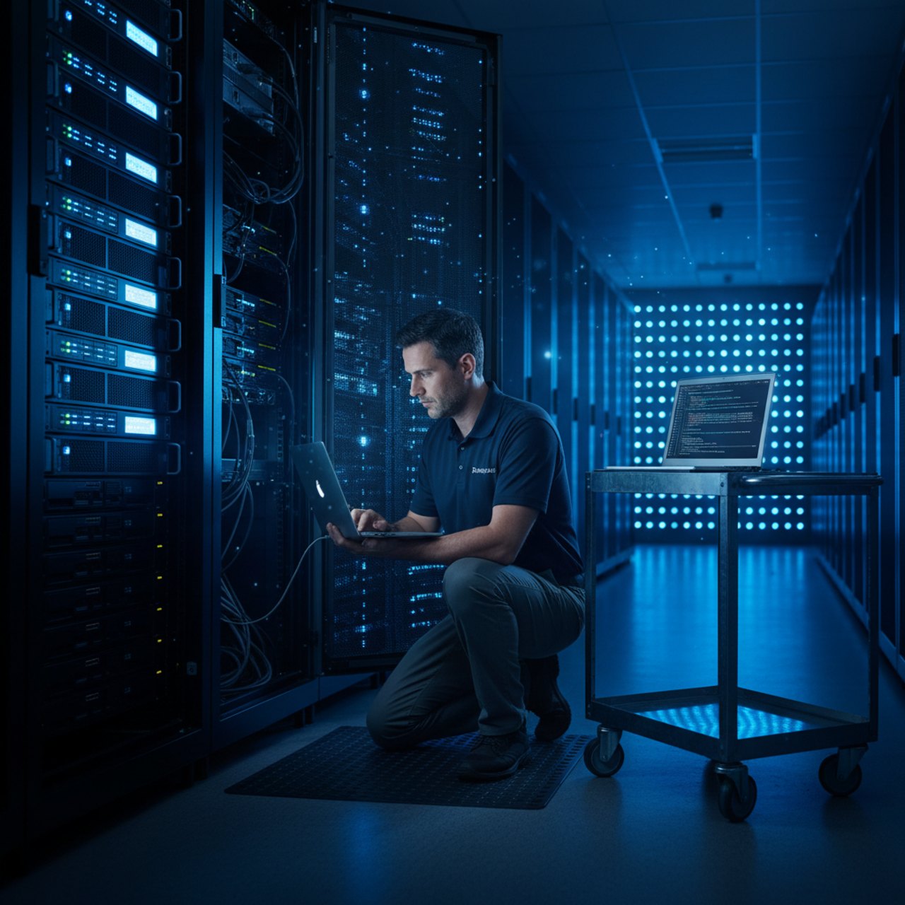 Techniker im Serverraum