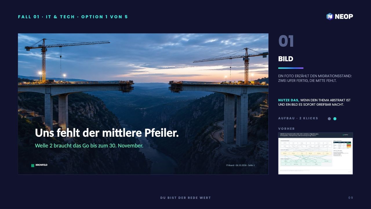 Beispielfolie aus Fall 01 IT und Tech: Uns fehlt der mittlere Pfeiler