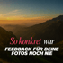 Sonnenuntergang über grünen Bergen mit Text: "So konkret war FEEDBACK FÜR DEINE FOTOS NOCH NIE."