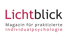 Logo des Magazins Lichtblick für praktizierte Individualpsychologie in den Farben Rot und Schwarz auf weißem Hintergrund.