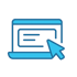 Icon: Mauszeiger auf einem Formular, auf einem offenen Laptop