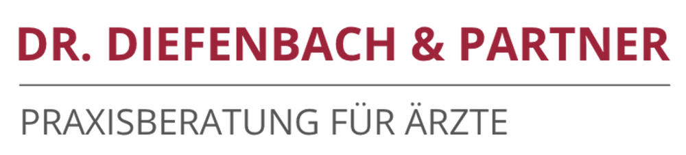 Logo: DR. DIEFENBACH & PARTNER, PRAXISBERATUNG FÜR ÄRZTE auf grauem Hintergrund.