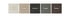 Fünf Farbfelder: ecru, taupe, schwarz, fango und braun.