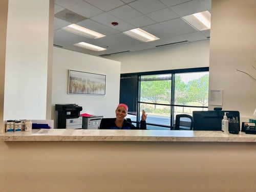 The front desk and waiting area at an Advanced Regenerative Health clinic