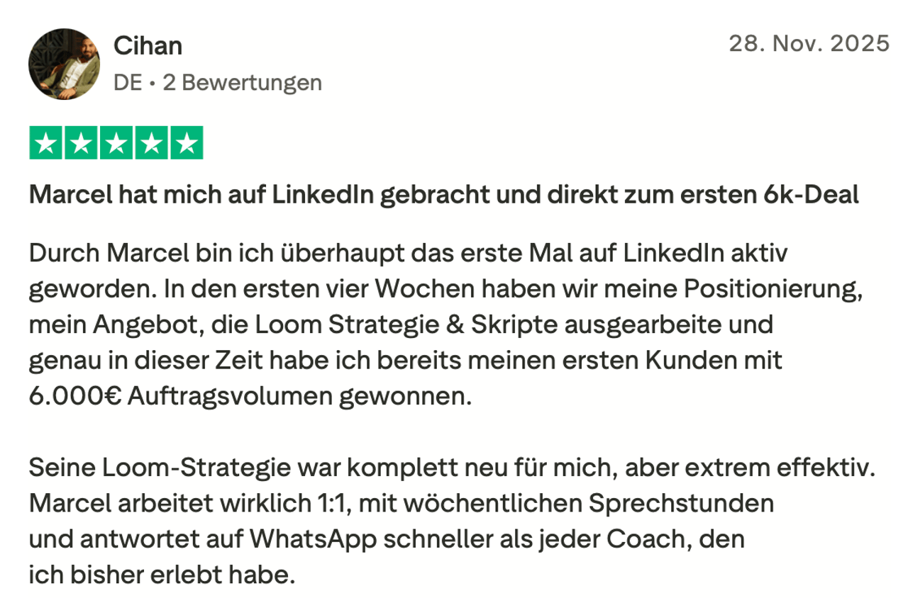 Trustpilot-Rezension von Cihan