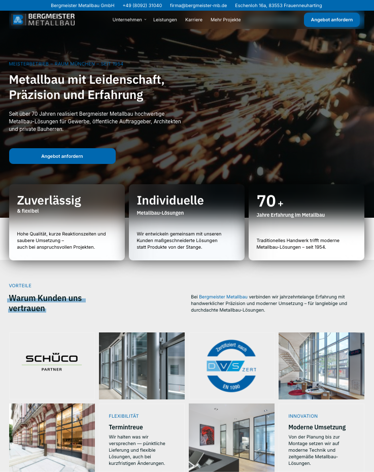 Website Bergmeister Metallbau