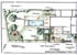 Handgezeichneter Gartenplan mit Pool, Terrasse, Feuerstelle und Rasenfläche inklusive handschriftlicher Beschriftungen.
