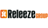 Releeze Group Logo mit stilisiertem, orangefarbenem Schmetterlingssymbol links und orangefarbenem "Group".