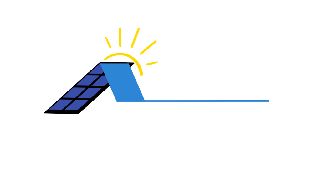 Sonnensymbol über Dach mit Solarmodulen und Text "pv innovation".