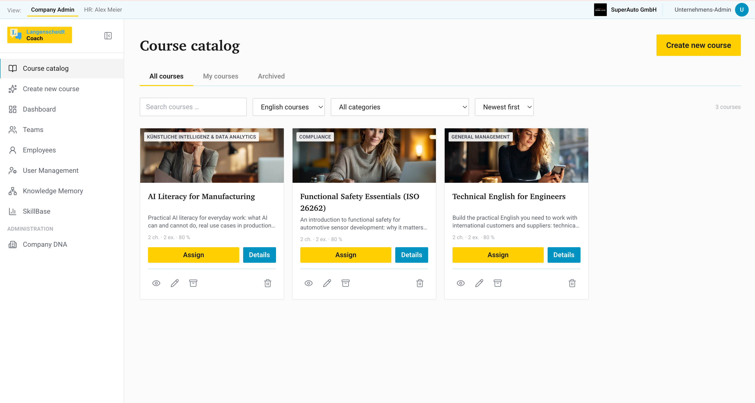 The HR team's view: dashboard