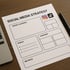 Strategiepapier für soziale Medien mit Instagram- und TikTok-Logos neben einem Laptop und Stift.