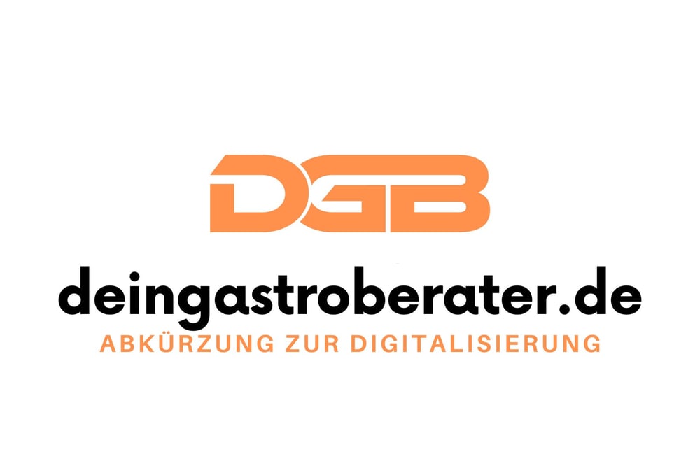 DGB Logo in Orange über „deingastroberater.de“ in Schwarz und „ABKÜRZUNG ZUR DIGITALISIERUNG“ in Orange.