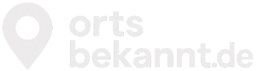 Standortnadel links neben "ortsbekannt.de" auf grünem Hintergrund.