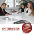 Drei Frauen am Tisch mit Bauplänen und Balkonelementen; Logo "SPITTELMEISTER BALKONE & AUFZÜGE MIT SYSTEM", "Deutschlands größter Balkonbauer sucht dich!"