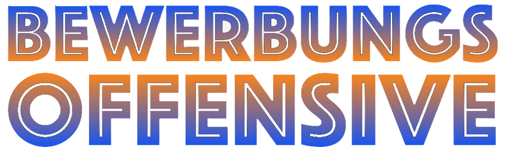 Text in Orange und Blau: "BEWERBUNGS OFFENSIVE"