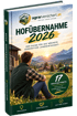 Buchcover Hofübernahme 2026 von agrarversichert.at mit Landwirt vor Bergkulisse und Traktor bei Sonnenuntergang.
