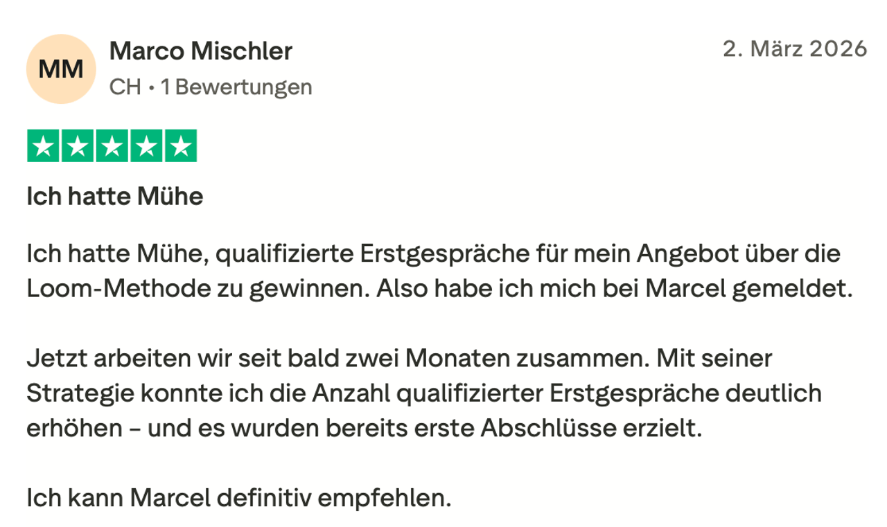 Trustpilot-Rezension von Marco Mischler