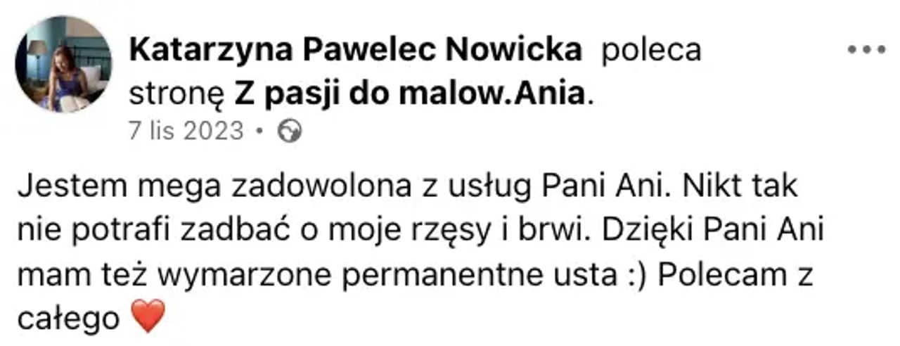 Opinia Katarzyny Pawelec Nowickiej z Facebooka