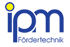 Blaues IPM Fördermittel-Logo mit gelbem Punkt über dem "i".
