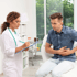 Consulting a healthcare provider about abdominal pain and digestive issues








