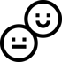 Zwei Gesichter-Emojis: eines lächelt, das andere hat einen neutralen Ausdruck.