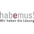 Logo der habemus! GmbH mit dem Slogan "Wir haben die Lösung" und hervorgehobenem rotem Buchstaben E.