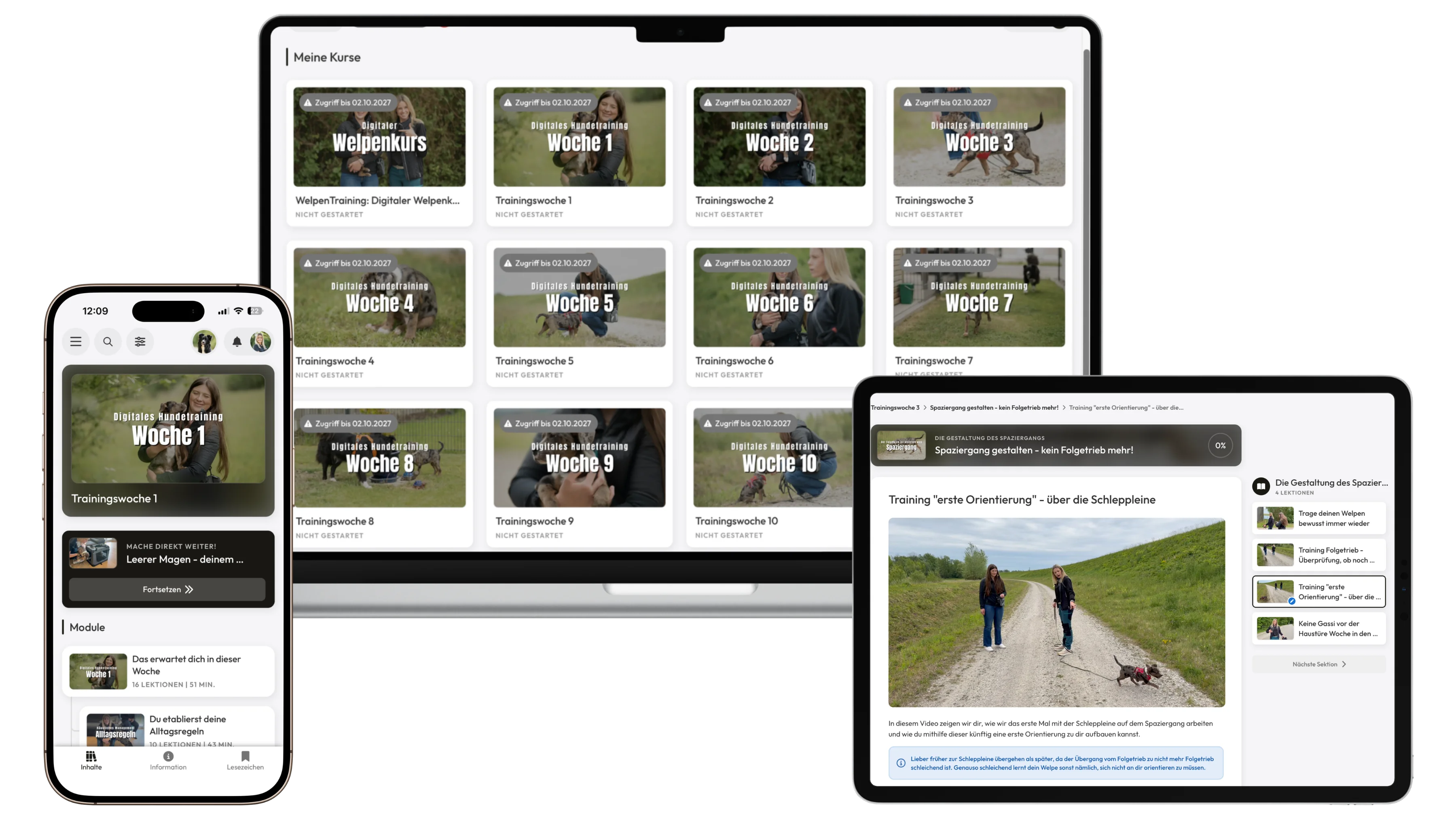 Der digitale Welpenkurs WelpenTraining auf Laptop, Tablet und Smartphone