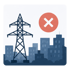 Strommast und Stadtgebäude mit rotem X-Symbol - Krisenstab-Software Notfall- und Krisenmanager (NKM®).