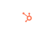 HubSpot Logo: Weißer "HubSpot"-Text mit einem orangefarbenen, spinnenartigen Symbol als "o".