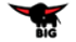 Schwarze stilisierte Figur mit großen roten Flügeln und dem Text "BIG" darunter.