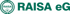 Grünes Logo mit dem Wort "RAISA" in einem runden Kranz und daneben "RAISA eG".