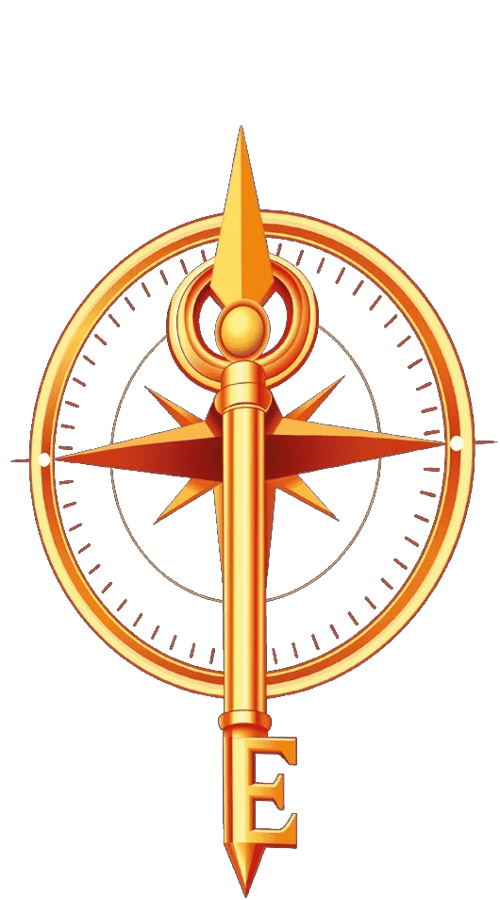 Goldener Schlüssel mit Kompass, das Symbol des Sales-Leadership-Codes