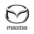 Silbernes Mazda-Logo mit stilisiertem "M" in einem Oval über dem Schriftzug "mazda".
