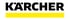 Kärcher Logo in schwarzer Fettschrift über einem horizontalen gelben Balken auf weißem Hintergrund.
