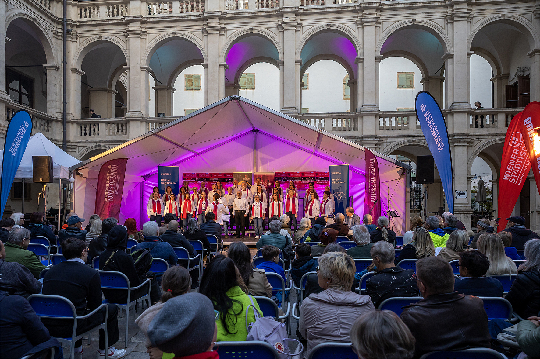 Chor der Urania singing at the Long Night of Choirs in the Landhaushof, Voices of Spirit 2026, Graz