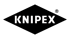Schwarzes Rautenlogo mit weißem Text "KNIPEX" und einem eingetragenen Warenzeichensymbol oben rechts.