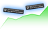 Steigende grüne Trendlinie mit Benachrichtigungen über neue Bewerbungen und gebuchte Termine auf schwarzem Grund.
