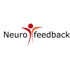 Neurofeedback-Logo: Rote und orangefarbene Figur mit ausgebreiteten Armen zwischen "Neuro" und "feedback".