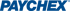 Blaues Paychex-Logo auf grünem Hintergrund.