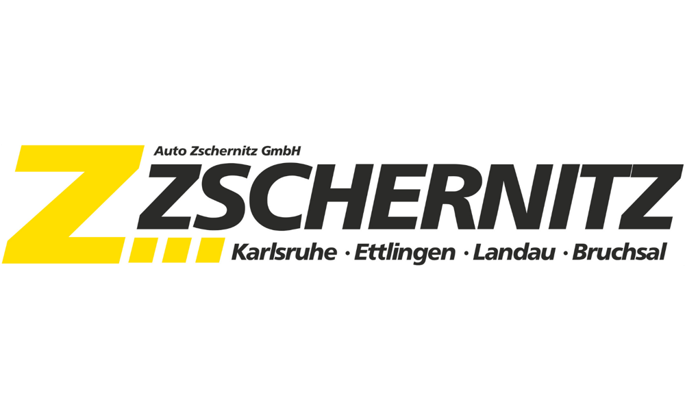 Logo von Auto Zschernitz GmbH mit gelbem "Z" und Text "ZSCHERNITZ Karlsruhe · Ettlingen · Landau · Bruchsal".