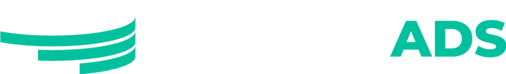 Logo mit weißem "Stadium" und türkisfarbenem "ADS" daneben, links ein türkisfarbenes Symbol.