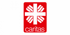 Rotes Caritas-Logo mit weißem Kreuz und Wellenlinien, darunter der Schriftzug "caritas".