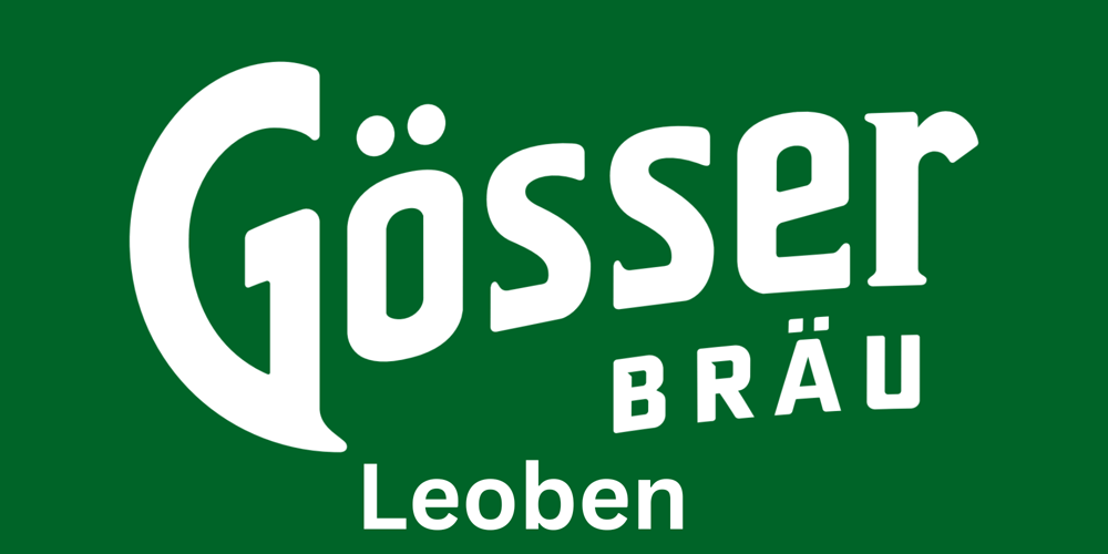 Grünes Logo mit weißem Text "Gösser Bräu Leoben".