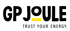 GP JOULE Logo mit gelbem Balken und Text: TRUST YOUR ENERGY.