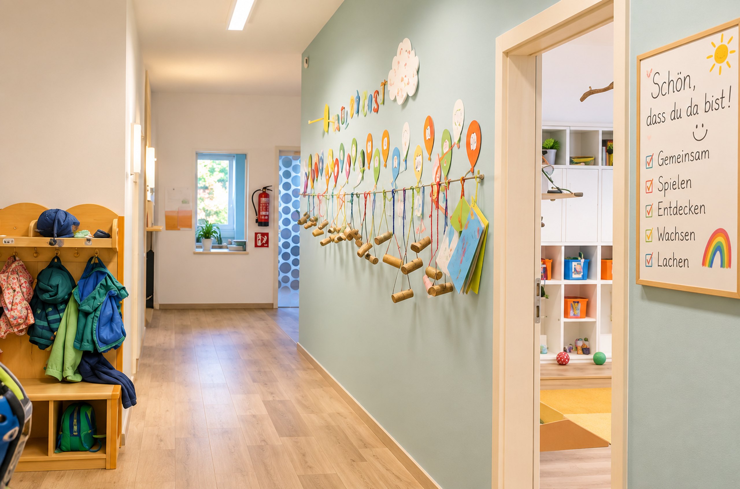 Flur und Garderobe der Kita Siebachwichtel