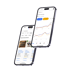 Zwei Smartphones zeigen Google-Suchergebnisse für "Kerzensand" und ein Google Analytics-Dashboard.