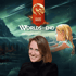 Woman smiling with a fantasy landscape background featuring the text "WORLDS WITHOUT END".