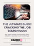 Hands typing on a laptop with glowing code flowing from the screen, under the title "Cracking the Job Search Code."