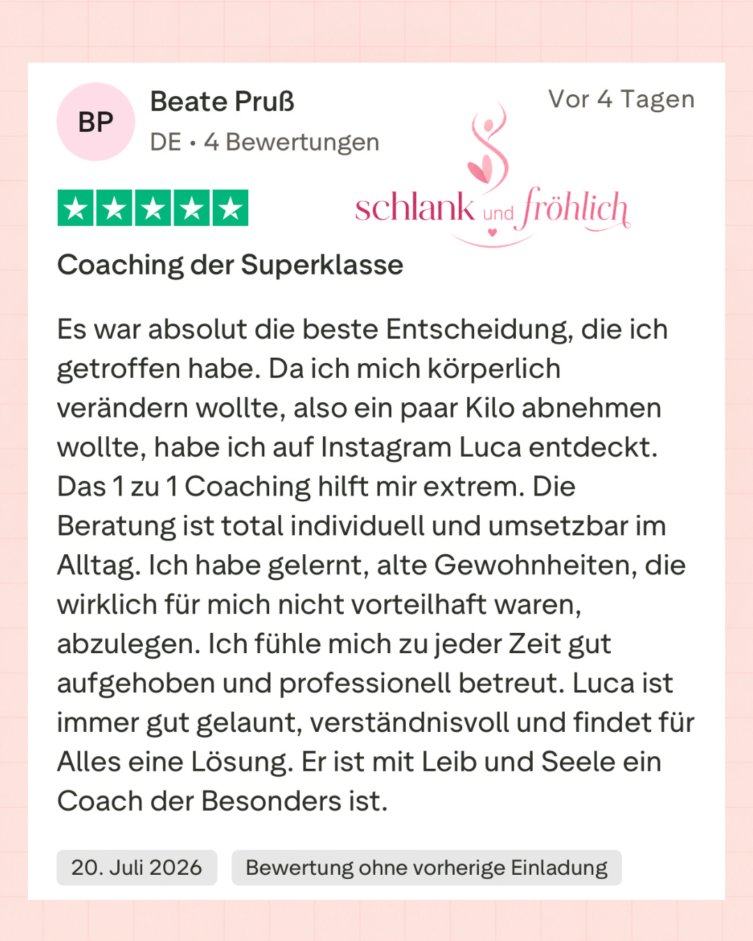Nachricht einer Kundin