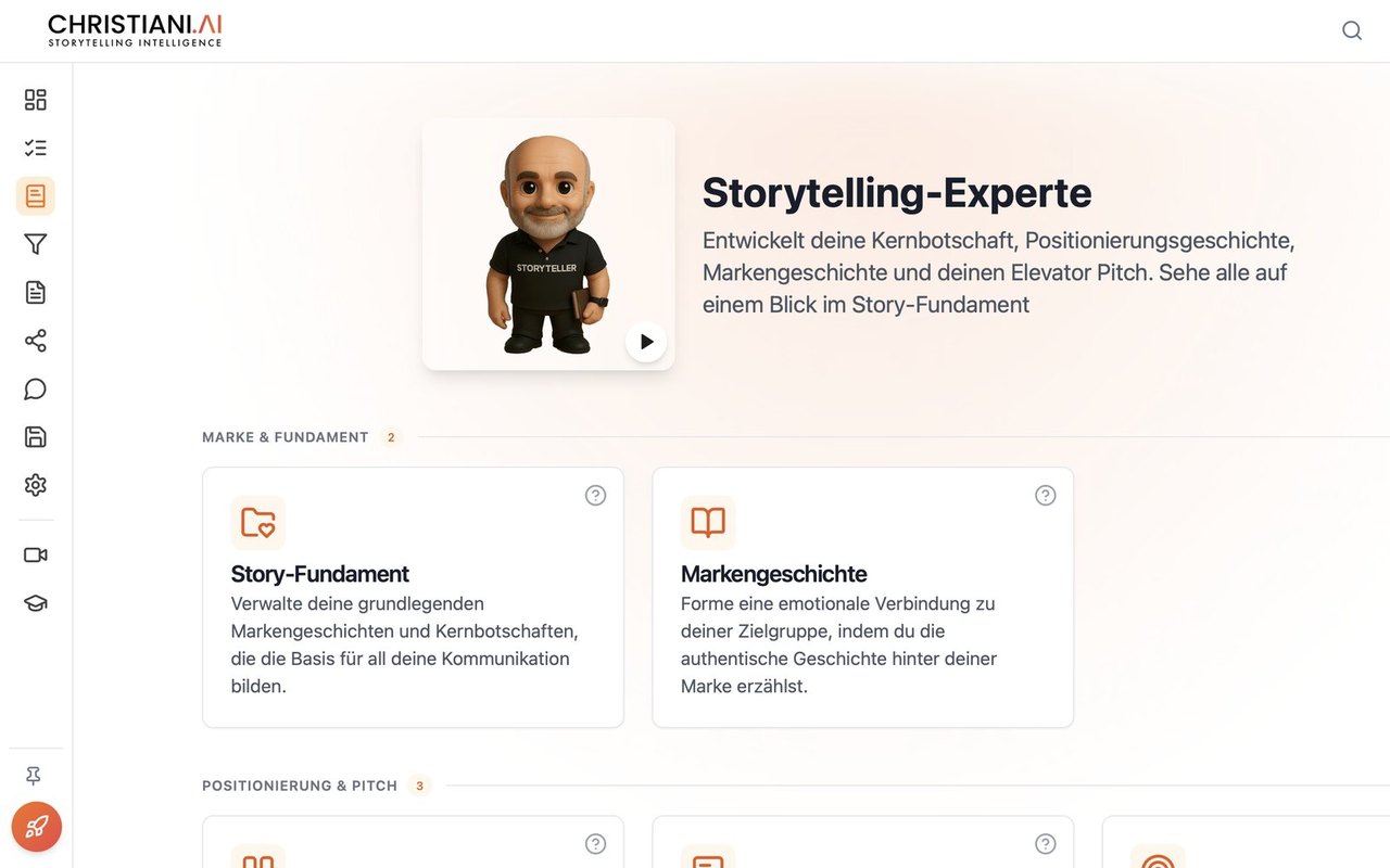 Christiani.AI, Bereich Storytelling-Experte mit Story-Fundament und Markengeschichte